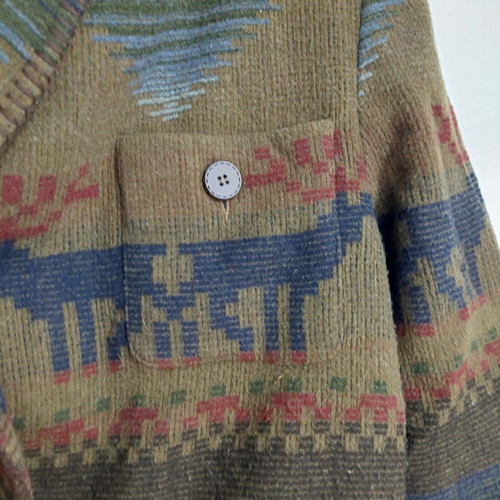 Express Vintage 80s 90s Brown Southwest Aztec Womens Jacket Sz M Button-Up Lined - Picture 6 of 13